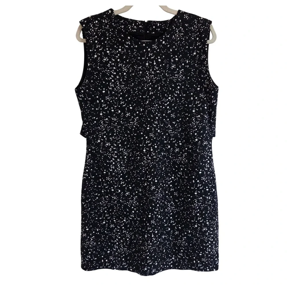 Kate Spade‎ Black White Speckled Print Sheath Dress Back Zip Women Size 10